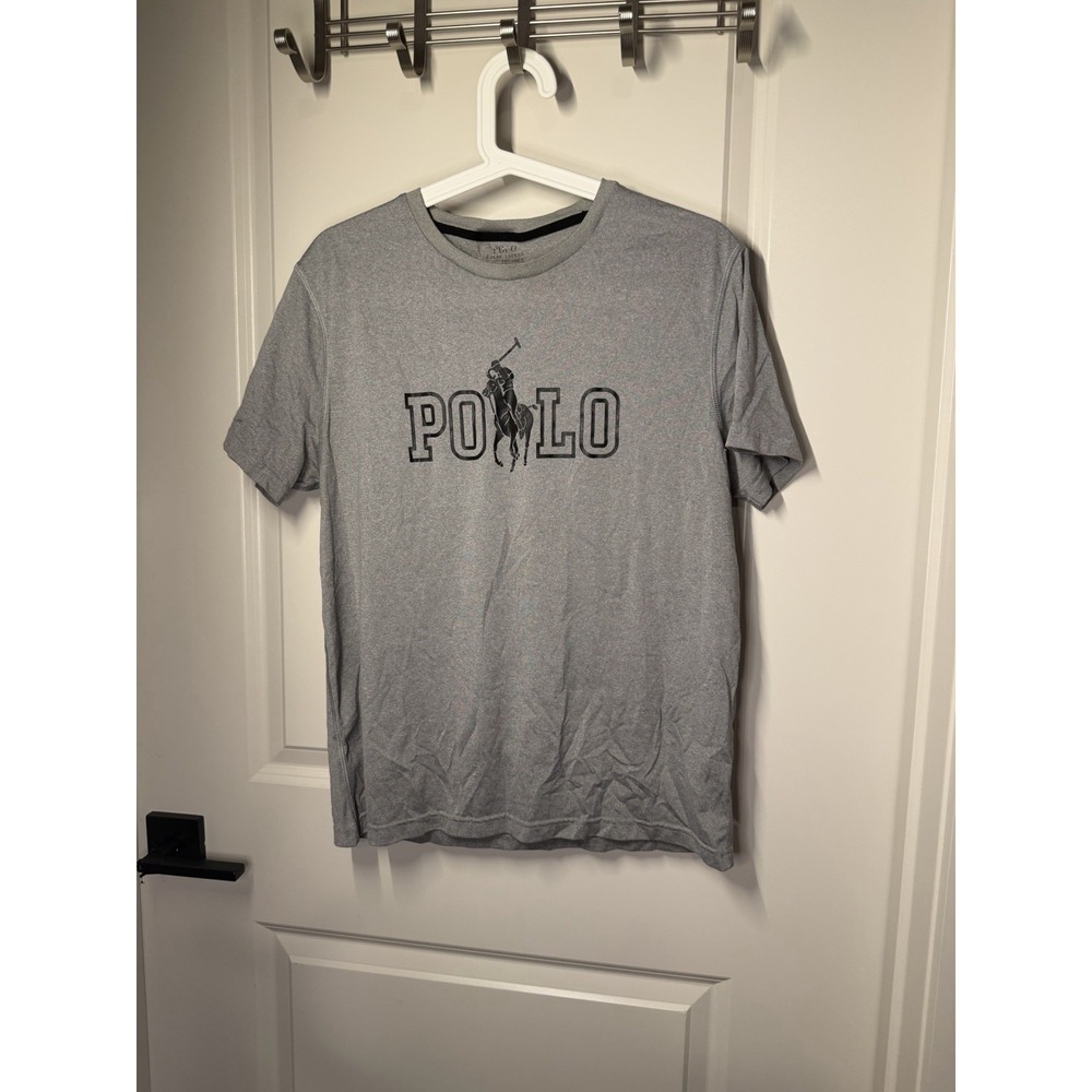 Polo Ralph Lauren Men's M Gray Big Pony Spellout Graphic Short Sleeve T-Shirt